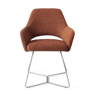 Jesper Home Eetkamerstoel 'Yanai' Beehive Steel, kleur Tuscan Terra