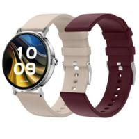 SPC Smartee Duo Velvet Smartwatch met 1,32 inch AMOLED-display, bluetooth-oproepen, 2 banden in beige en bordeaux, 100 sporten, 7D-batterij, draadloos opladen, bediening via Android/iOS app - thumbnail