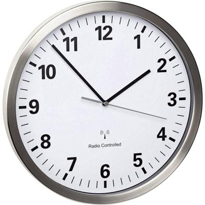 TFA Dostmann 60.3523.02 Wandklok Zendergestuurd 30.5 cm x 43 mm RVS Slepend uurwerk (geluidsloos), Energiebesparingsfunctie TFA Dostmann 60.3523.02 Wandklok Zendergestuurd 30.5 cm x 43 mm RVS Slepend uurwerk (geluidsloos), Energiebesparingsfunctie