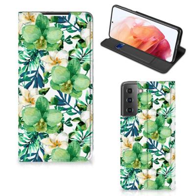 Samsung Galaxy S21 Smart Cover Orchidee Groen Samsung Galaxy S21 Smart Cover Orchidee Groen