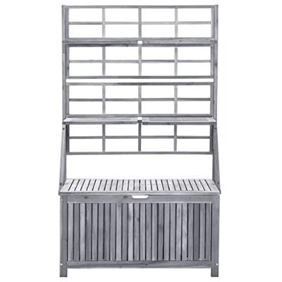 VidaXL Opbergbox met latwerk 99x55x160 cm massief acaciahout grijs