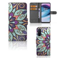 OnePlus Nord CE 5G Hoesje Purple Flower | Portemonnee hoesje - thumbnail