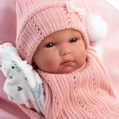Newborn babypop Bimba met katjesprint - 35 cm