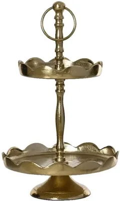 Decoris etagere aluminium 2-laags 20x35cm goud