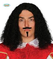 Middeleeuwse Strijder pruik met snor en sik - thumbnail