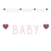 Letterslinger &apos;Hello Baby Girl&apos; Hartjes Roze (1,4m) - thumbnail