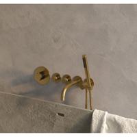 Brauer Gold Edition Badkraan Inbouw - douchegarnituur - 20cm uitloop - met inbouwdeel - 3 gladde knoppen - handdouche staaf 1 stand - PVD - geborsteld goud 5-GG-022 - thumbnail