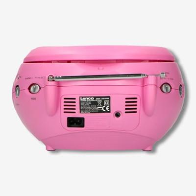 Lenco SCD-24 CD-speler voor kinderen, radio, stereo-installatie, Aux-in-hoofdtelefoonaansluiting, lcd-scherm, batterij en voeding - roze