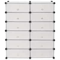 VidaXL Schoenenkast met 12 ineengrijpende vakken wit - thumbnail