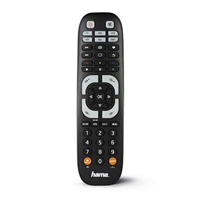 Hama 00040074 IR Draadloos Druk op de knoppen Zwarte Afstandsbediening - Afstandsbediening (DVD/Blu-ray, STB, TV, VCR, IR Draadloos, Druk op de knoppen, Zwart)