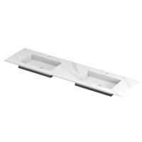 INK Post Wastafel Keramische Slab Envelop Bak Dubbel 2 Kraangaten - 1800x450x10 mm - Calacatta Mat - thumbnail