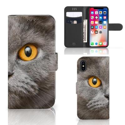 Telefoonhoesje | Met pasjeshouder | Apple iPhone X | Xs Britse Korthaar Telefoonhoesje | Met pasjeshouder | Apple iPhone X | Xs Britse Korthaar