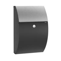 Brievenbus Allux 7000 zwart met RVS klep - thumbnail