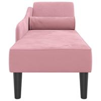 Chaise longue met kussens fluweel roze - thumbnail