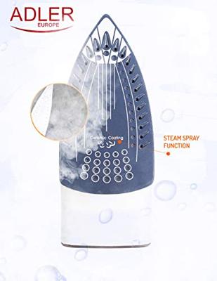 Adler AD 5030 strijkijzer Stoomstrijkijzer Keramische zoolplaat 3000 W Bruin, Grijs, Wit
