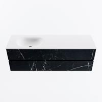 MONDIAZ VICA 150cm badmeubel onderkast Marquina 4 lades. Wastafel MOON links zonder kraangat, kleur Talc. - thumbnail