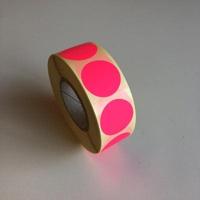Etiket 25 mm rond fluor roze 1000 rol - 30 stuks - thumbnail