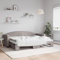 Slaapbank met onderschuifbed 80x200 cm stof taupe - thumbnail