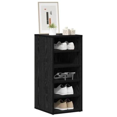 VidaXL Schoenenkast met plank zwart eiken 32 x 35 x 70 cm bewerkt hout VidaXL Schoenenkast met plank zwart eiken 32 x 35 x 70 cm bewerkt hout