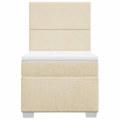 Boxspring met matras stof crèmekleurig 90x190 cm