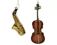 Decoris Kersthanger glas muziekinstrument 3x12cm - 1 stuk - thumbnail