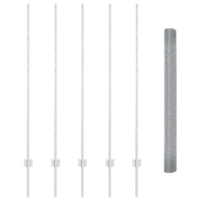 VidaXL Hek met paal zilver 1,4 x 10 m staal