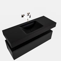 Badkamermeubel BWS Ibiza 120 cm Solid Surface Wastafel Mat Zwart (acht varianten) - thumbnail