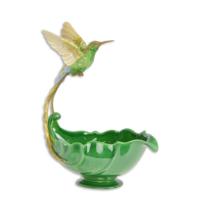 Bronzen kolibrie plantenbak van porselein - thumbnail