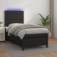 Boxspring met matras en LED kunstleer zwart 90x200 cm - thumbnail