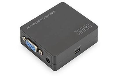 DIGITUS HDMI naar VGA converter - incl. audio-uitgang via 3,5 mm jack (stereo) - Full HD 1080p - stroomtoevoer via USB - zwart
