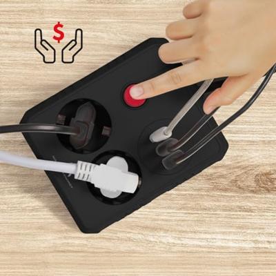 Maclean stekkerdoos, verlengkabel met 2 stopcontacten + 3xUSB, 110-240V AC 50/60Hz, 2,1A max 2500W, 1,5m, zwart, MCE387 B