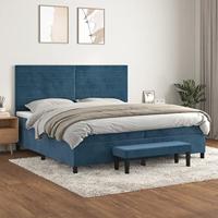 Boxspring met matras fluweel donkerblauw 200x200 cm - thumbnail