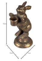 Clayre & Eef Kandelaar Konijn 12x10x30 cm Goudkleurig Ijzer - thumbnail