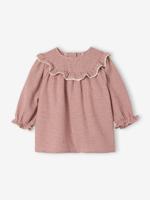 Flanellen babyjurk met vichyruiten ecru - thumbnail