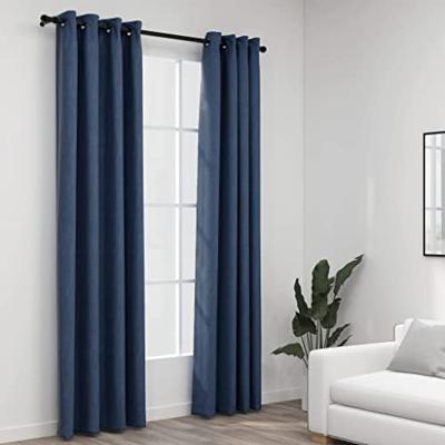 VidaXL Gordijnen linnen-look verduisterend ogen 2 st 140x225 cm blauw