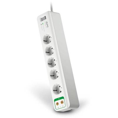 APC by Schneider Electric PM5V-GR Overspanningsveilige stekkerdoos 5-voudig Wit Randaarde stekker 1 stuk(s)