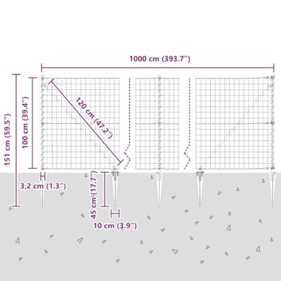 VidaXL Hek met paal groen 1 x 10 m staal