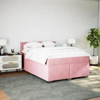 Boxspring met matras fluweel roze 140x190 cm - thumbnail