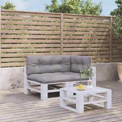 Palletkussens 3 st stof grijs