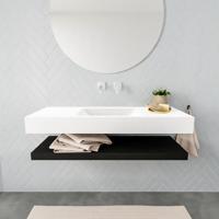 Aqua Splash Badkamermeubel AQS Ibiza 120 cm met Mat Zwart Planchet Solid Surface Wastafel Mat Wit - Badmeubel Ibiza 120 cm Solid Surface Planchet Mat - thumbnail