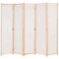 Kamerscherm met 5 panelen 200x170x4 cm stof crème - thumbnail