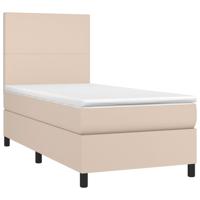 Boxspring met matras kunstleer cappuccinokleurig 100x200 cm - thumbnail