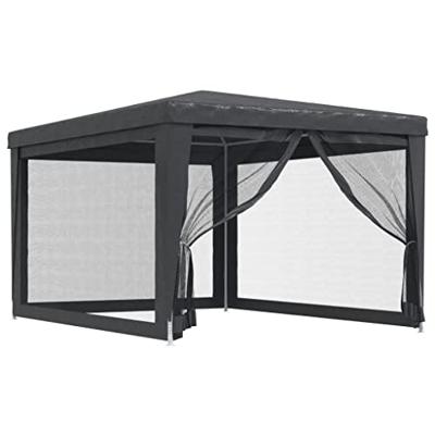 Partytent met 4 mesh zijwanden 3x4 m HDPE antracietkleurig - thumbnail