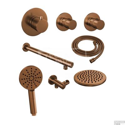 Thermostatisch Inbouwdoucheset Brauer Copper 20 cm Hoofddouche Wandarm 3 Standen Handdouche Koper Brauer