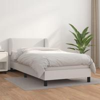 Boxspring met matras kunstleer wit 100x200 cm - thumbnail