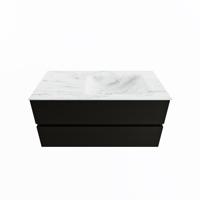 MONDIAZ VICA-DLUX 100cm badmeubel onderkast Urban 2 lades. Inbouw wastafel CLOUD rechts 1 kraangat, kleur Opalo. - thumbnail