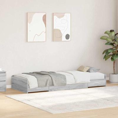 Opbergbedframe met hoofdeinde Grijs Sonoma 90 x 200 cm Bewerkt hout
