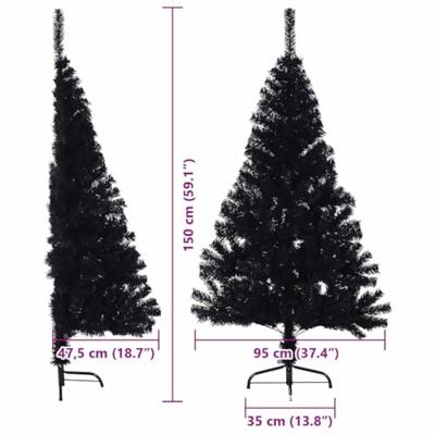 VidaXL Kunstmatig voorverlicht kerstboom met 150 led zwart 150 cm pvc
