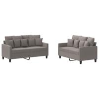 2-delige Loungeset met kussens stof taupe - thumbnail