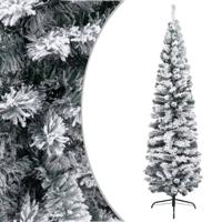 VidaXL Kunstkerstboom met sneeuw smal 210 cm pvc groen - thumbnail